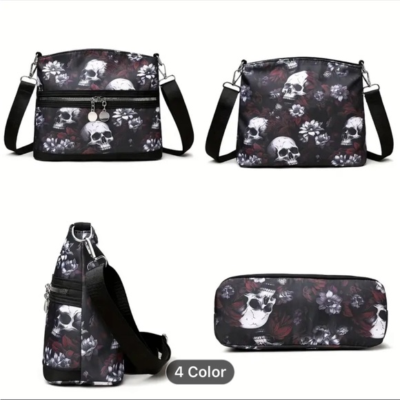 Nylon Floral /Skull Crossbody /Shoulder Bag With Adjustable Strap -Brand New - Picture 4 of 4